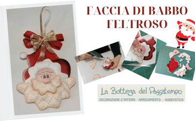 Decorazione Natalizia – Faccia di Babbo Natale Feltroso