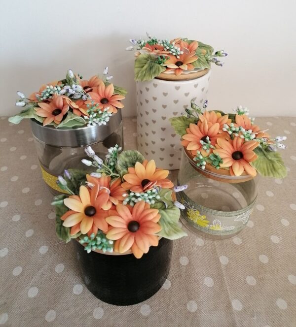 BARATTOLI CON DECORAZIONI FLOREALI GIRASOLI