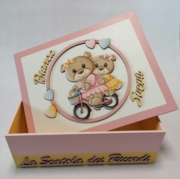 SCATOLA CON ORSETTE SU BICI